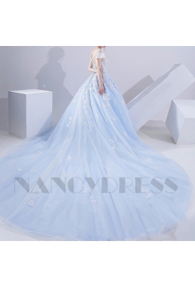 robe mariée HS018 bleu turquoise