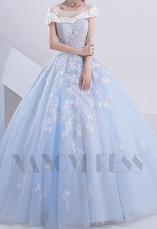 robe mariée HS018 bleu turquoise