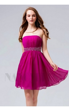 robe bustier fuchsia courte