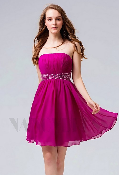 robe bustier fuchsia courte D102