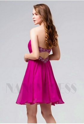 robe bustier fuchsia courte D102