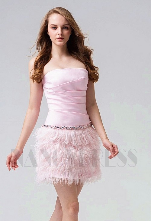 robe bustier rose courte D099