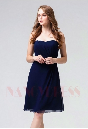 robe cocktail bleu marine courte D090