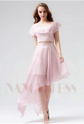 robe cocktail rose courte D074