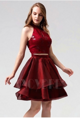 robe de cocktail bordeaux courte D084