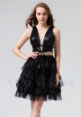 robe de cocktail noire courte D078