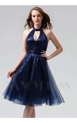 robe dos nu bleu marine courte