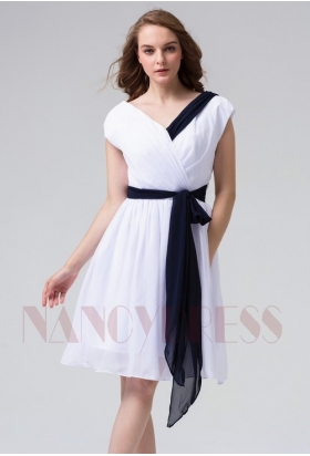 robes cocktail blanc courte D081