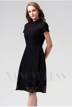 robes de cocktail noire courte D085