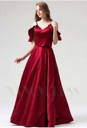 robe de soirée bordeaux long H090