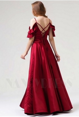 robe de soirée bordeaux long H090