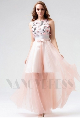 robe de soirée rose long H114