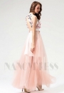 robe de soirée rose long H114