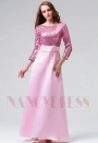 robe de soirée rose long H094