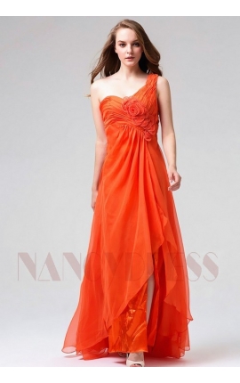 robe de soirée longue orange long