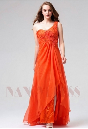 robe de soirée longue orange long H119