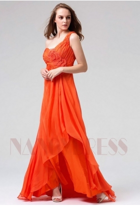 robe de soirée longue orange long H119