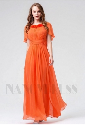 robe de soirée pas cher orange long H118