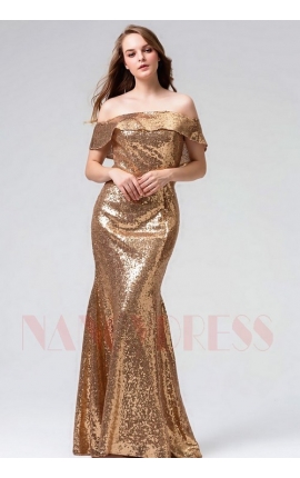 robe soirée d'or long