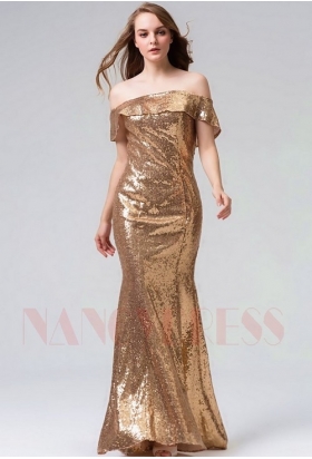 robe soirée d'or long H095