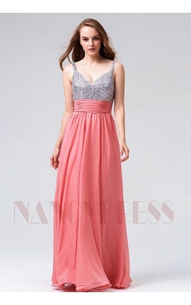 robe soirée rose foncé long H115