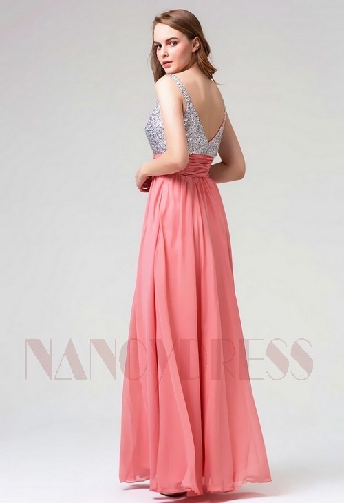 robe soirée rose foncé long H115