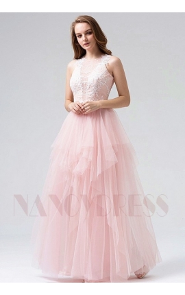 robe soirée rose long H108