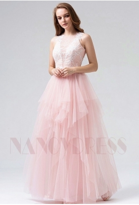 robe soirée rose long H108