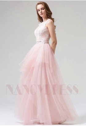 robe soirée rose long H108