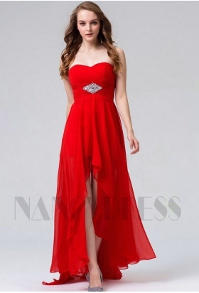 robes de soirée rouge feu long H116