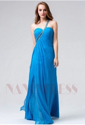 robes soirée bleu long H093