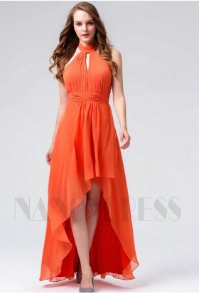 robes soirée orange long H117