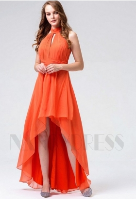 robes soirée orange long H117