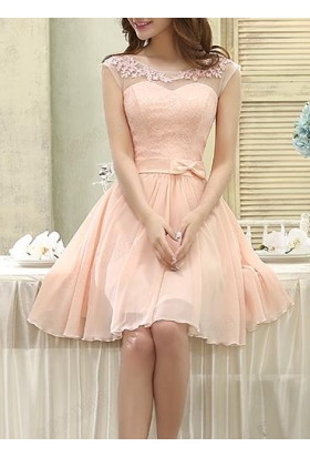 robe de cocktail rose bisque courte D106