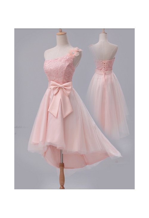 robe cocktail rose bisque courte D107