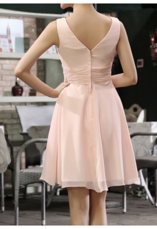 robes cocktail rose bisque courte D109