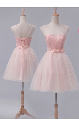 robe de cocktail rose bisque courte