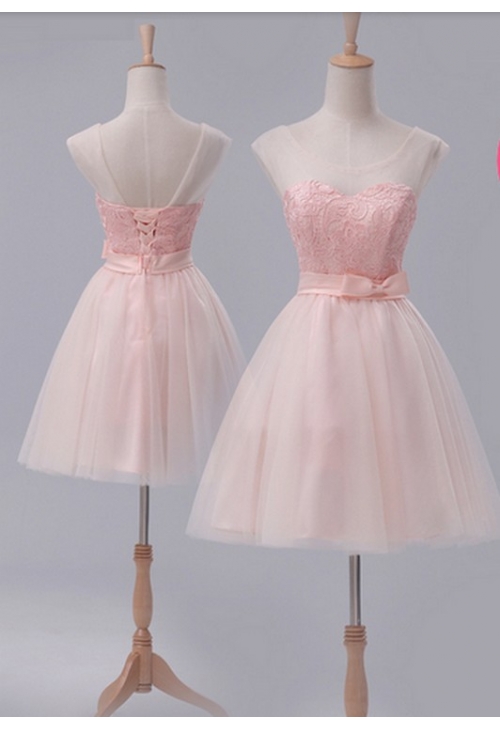 robe de cocktail rose bisque courte D110