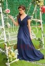 robe de ceremonie bleu en mousseline H121