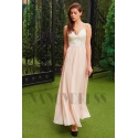 robe de cocktail long rose pour mariage en mousseline