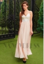 robe de cocktail long rose pour mariage en mousseline H125