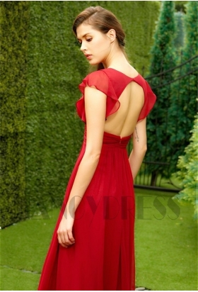 robe de cocktail rouge avec manches H127