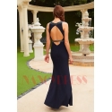 robe de soiree long moulante bleu nuit