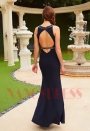 robe de soiree long moulante bleu nuit H128