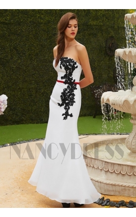 robe de soirée long noire et blanche