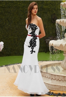 robe de soirée long noire et blanche H129