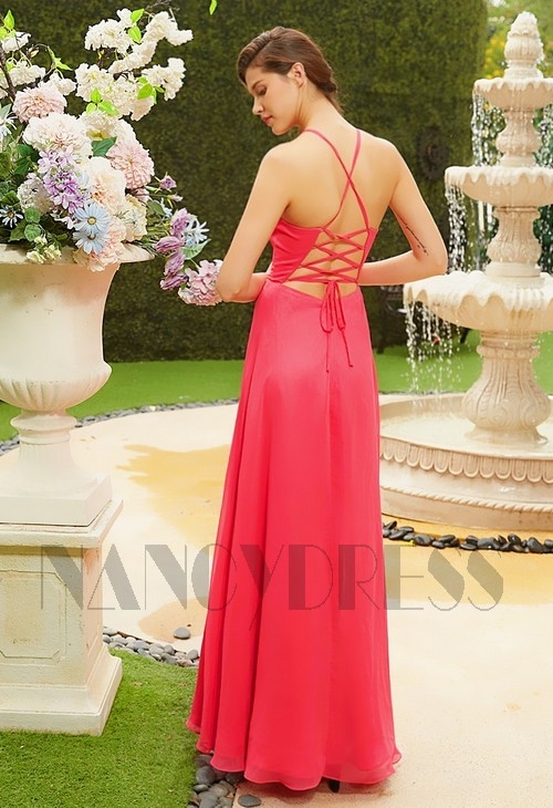 robe de soirée rose pour mariage H131