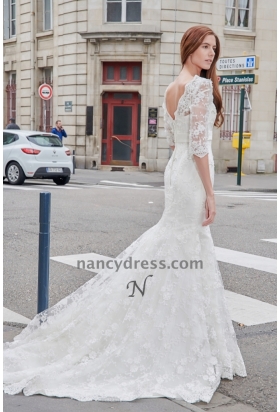 Robe de mariage vintage en dentelle avec manches longues