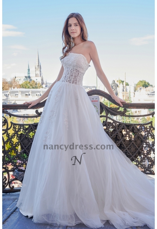 Robe de Mariage Pas Cher Bustier Transparent Les Robes de Mariage