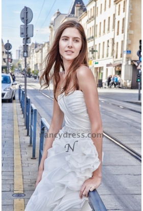 Robe de mariage pas cher fleur romantique à la taille